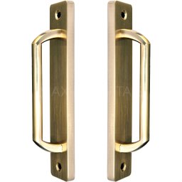 Puxador Duplo Colonial Porta Correr Madeira Rústico 148mm London Dourado - 1