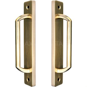 Puxador Duplo Colonial Porta Correr Madeira Rústico 148mm London Dourado
