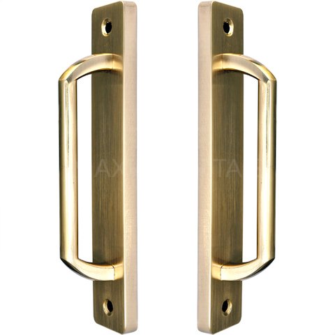 Puxador Duplo Colonial Porta Correr Madeira Rústico 148mm London Dourado