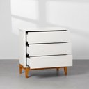 Ver imagem 7 de Kit Quarto Theo com Pés Square Mel - Berço + Cômoda 3 Gavetas + Guarda-Roupa 3 Portas - Branco Abra