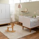 Ver imagem 1 de Kit Quarto Theo com Pés Square Mel - Berço + Cômoda 3 Gavetas + Guarda-Roupa 3 Portas - Branco Abra