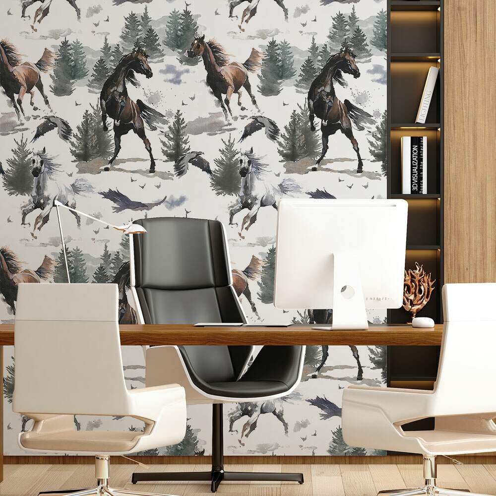 Papel de Parede Casual Cavalos na Neve-60x300cm - 2