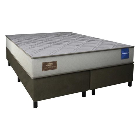 Cama Box Conjugado King com Colchão 193x61x203 Magma Firm Gazin Cr35363 Bege Marrom