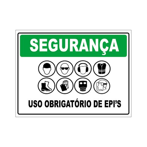 Placa Epi - Uso Obrigatório Segurança Sinalização 20x30cm Tacolado 03 Unidades