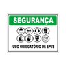 Placa Epi - Uso Obrigatório Segurança Sinalização 20x30cm Tacolado 03 Unidades - 1