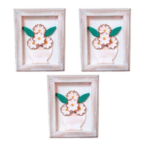 Kit Quadros para Sala Quarto Casal Cozinha Moldura Madeira Cor Branco Cor da Armação Branco