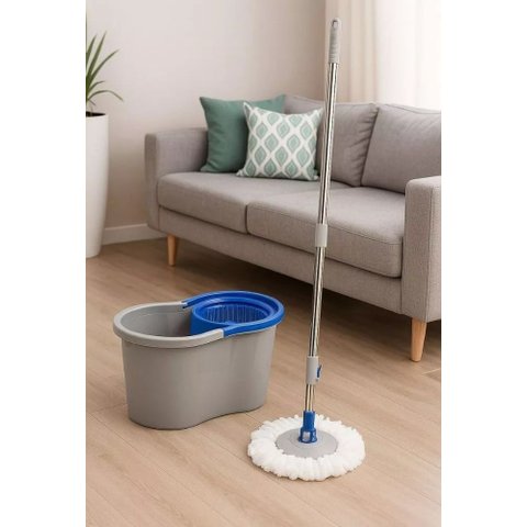 Balde Spin Centrifuga Mop360com Esfregão Balde 13l Cinza