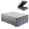 Base Box Baú King 193x203 Suede com Colchão New 4 Estações Molas Ensacadas - 1