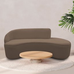 Sofá Curvo 2 Lugares 150cm Braço Direito Eron Bouclê Marrom - Nexta Casa - 2