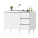 Ver imagem 1 de Balcão Salvador 1,20 Mt 3 Gavetas 2 Portas 100% Mdf Branco