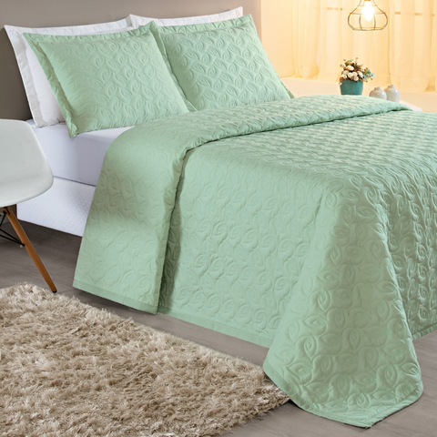 Jogo de Cama Casal Queen Size Agata Bordado 200 Fios Super Elegante:verde