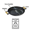 Ver imagem 2 de Frigideira Paella Ferro Fundido Alça Madeira Sem Tampa 40cm Libaneza