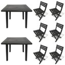 Ver imagem 1 de 2 Mesas Quadradas Desmontáveis 90cm Preta + 6 Cadeiras Dobráveis