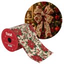 Ver imagem 1 de Fita Aramada Decorativa Natalina Bico de Papagaio Premium 10cm x 9,14m para Laços Árvores e Guirland