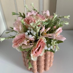Vaso rosa luxo de cerâmica decorativo com detalhe trabalhado - 4