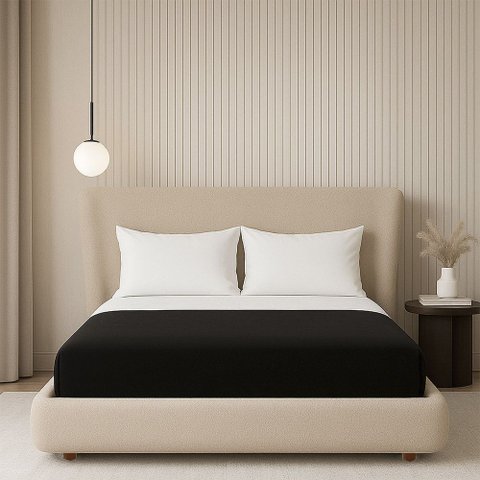 Cama Japonesa com Cabeceira Corea Seo Casal Bouclé Suave Off White - Sallar Home