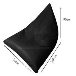 Puff Pera Triangular Corino Cheio Conforto Almofadão Gigante Hall de Entrada Eventos - Preto - 2