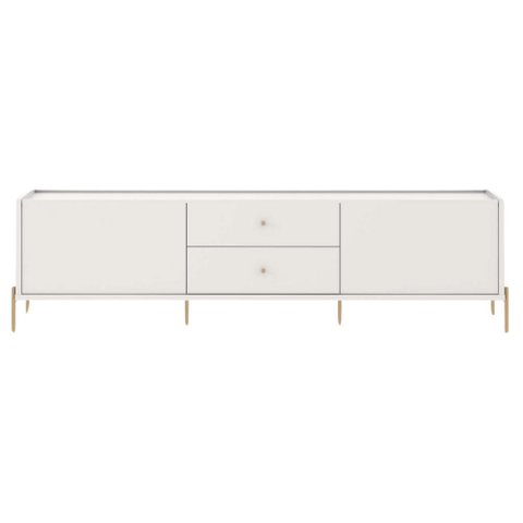 Rack Jasper 220 Cm Off White Fosco com Dourado