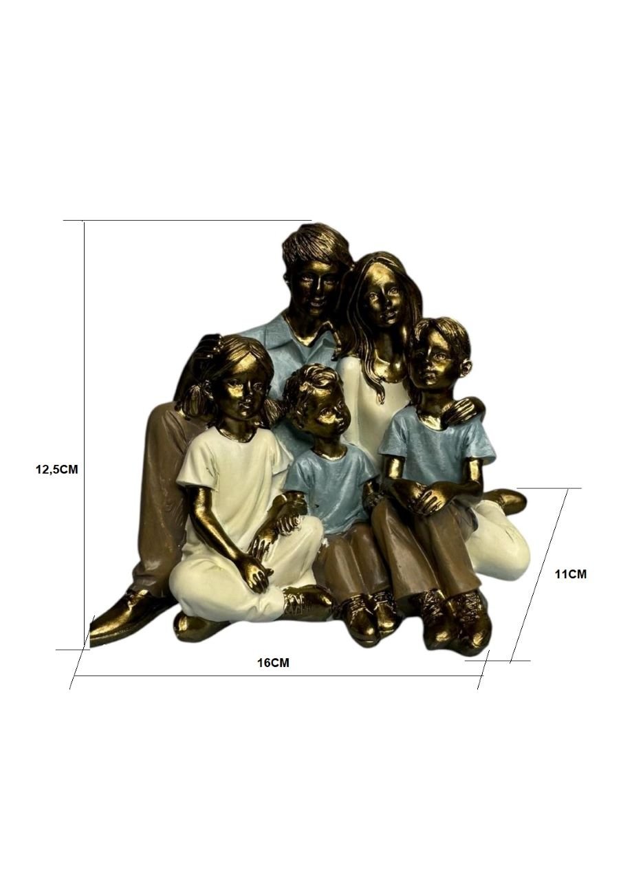 Escultura Resina Luxo Familia Pai Mãe 3 Filhos 2 Meninos 1 Menina - 6