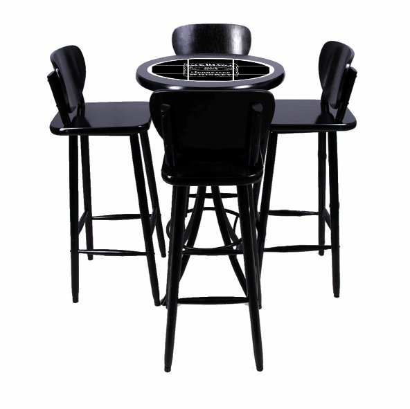 Conjunto Mesa Redonda Bistrô Azulejo Jack Daniels - Preto