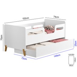 Cama Infantil com Cama Auxiliar que vira Sapateira Cecília Branco - 3