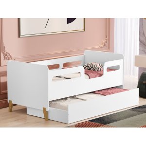 Cama Infantil com Cama Auxiliar que vira Sapateira Cecília Branco