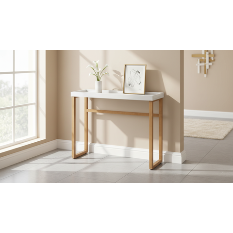Aparador Slim 12x96x37cm Tampo Mdf Pés Pinus Moderno:branco