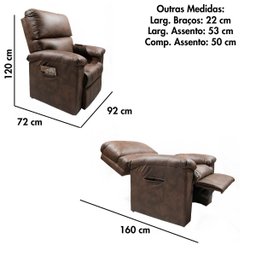 Poltrona do Papai Reclinável Grande de Massagem Terapia Corino Marrom - 5