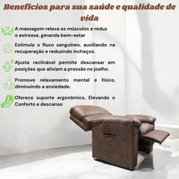 Poltrona do Papai Reclinável Grande de Massagem Terapia Corino Marrom - 2