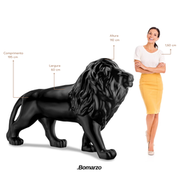Escultura Decorativa Tamanho Real Leão Caminhando, 195 Cm:preto Fosco - 4