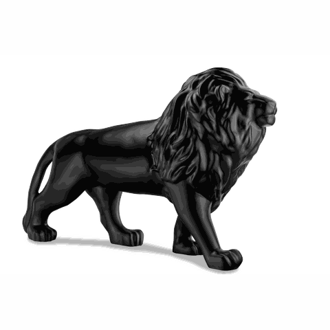 Escultura Decorativa Tamanho Real Leão Caminhando, 195 Cm:preto Fosco