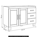 Ver imagem 4 de Balcão de Cozinha para Pia 120cm 3 Gavetas Madeira Giana Castanho F07 - Mpozenato