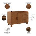 Ver imagem 3 de Balcão de Cozinha para Pia 120cm 3 Gavetas Madeira Giana Castanho F07 - Mpozenato
