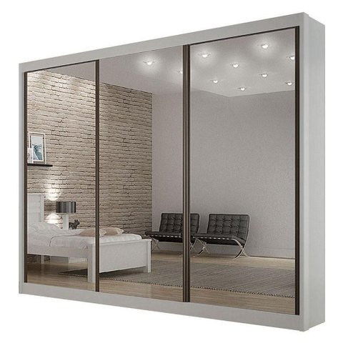 Guarda Roupa 6 Gavetas San Marino Premium com 3 Espelhos Branco – Leifer Móveis
