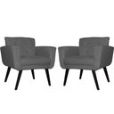 Ver imagem 1 de Kit 2 Poltronas Decorativa Geovana Suede Cinza Pés Madeira Mz Decor