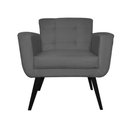Ver imagem 2 de Kit 2 Poltronas Decorativa Geovana Suede Cinza Pés Madeira Mz Decor