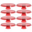 Ver imagem 1 de Kit 8 Bases Porta Bolos Tortas Doces 25cm com Pé Vermelho Transparente Glassy Crippa