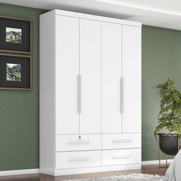 Guarda Roupa Solteiro Maximus Plus 4 Portas e 4 Gavetas Branco Absoluto - Zanzini Móveis - 2