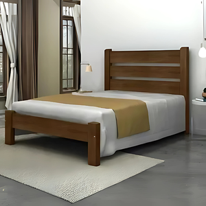 Cama Queen Size Maiorca de Madeira Maciça Angelim Pedra/tauari Imbuia