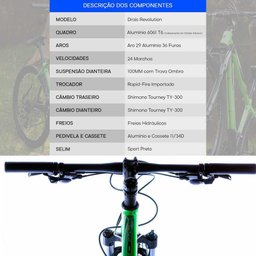 Bicicleta 29 Drais 24v Revolution Shimano Trava Ombro Verde/Preto 21" - 349 - 5