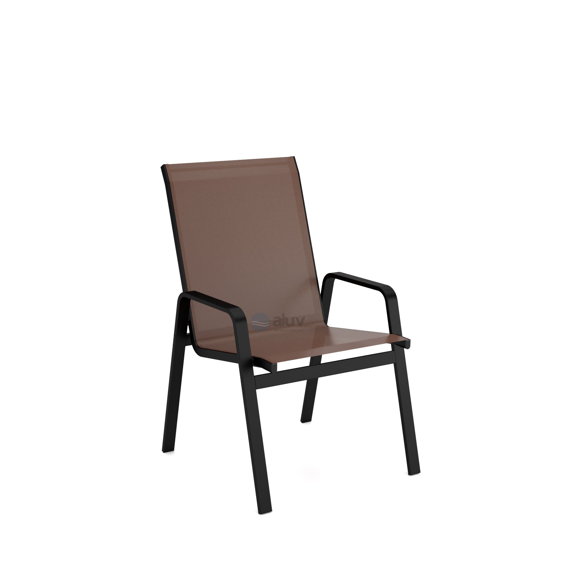 Mesa 4 cadeiras Ripado Piscina Alumínio Preto e Tela Marrom - 2