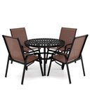 Ver imagem 1 de Mesa 4 cadeiras Ripado Piscina Alumínio Preto e Tela Marrom