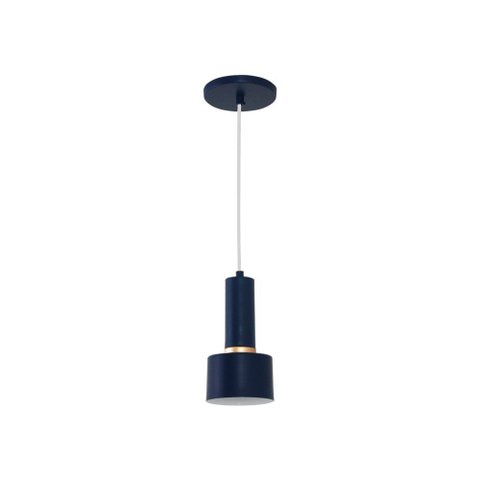Lustre Pendente Roma Cilindro 1 Lamp E27 Azul Marinho - 3133 Azm
