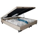 Ver imagem 3 de Cama Box Baú Casal Bipartido Suede Bege Emth 138x188x40