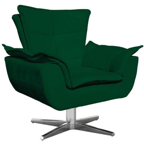 Poltrona Decorativa Base Giratória Cromada Charger Suede Verde G19 - Gran Belo
