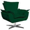 Ver imagem 1 de Poltrona Decorativa Base Giratória Cromada Charger Suede Verde G19 - Gran Belo