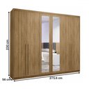 Ver imagem 4 de Guarda-roupa Casal Alfa Magestic 6 Portas 6 Gavetas 100% Mdf com Espelho Nature - Pnr Móveis