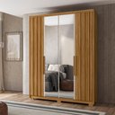 Ver imagem 1 de Guarda Roupa Roupeiro 04 Portas 03 Gavetas C/espelho Califórnia Freijó Ripado Off White Moval