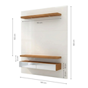 Ver imagem 3 de Painel para TV até 55 Polegadas 100% MDF com LED 140CMX180CM . Espelho 2 Gavetas Off White Freijó Branco