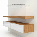 Ver imagem 5 de Painel para TV até 55 Polegadas com LED MDF 140cmx180cm . Espelho 2 Gavetas Off White Freijó